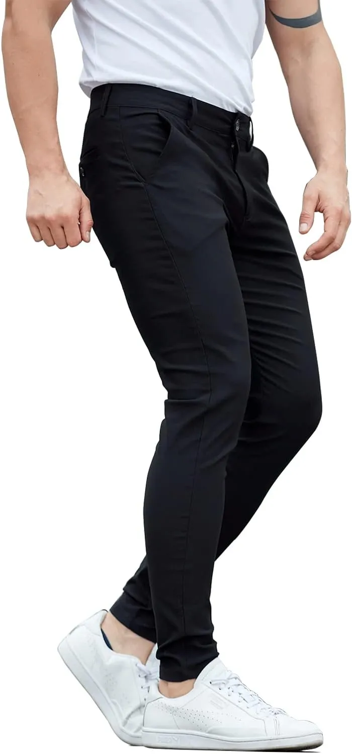 ALLELMS Mens Chinos Slim Fit Stretch Flat-Front Skinny Dress Pants
