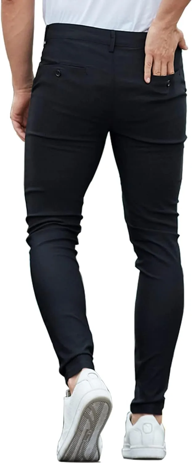 ALLELMS Mens Chinos Slim Fit Stretch Flat-Front Skinny Dress Pants
