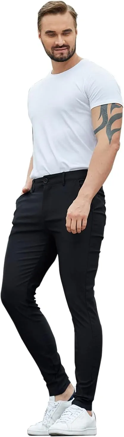 ALLELMS Mens Chinos Slim Fit Stretch Flat-Front Skinny Dress Pants