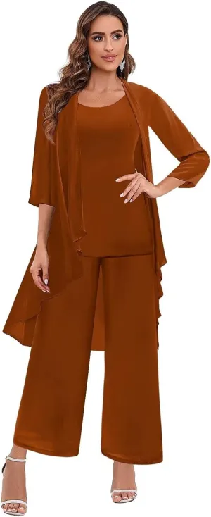 BANTRATIC 3 Pieces Mother of The Bride Pant Suits Dressy Formal Pantsuits for Wedding Evening Prom Cocktail Pants Outfit
