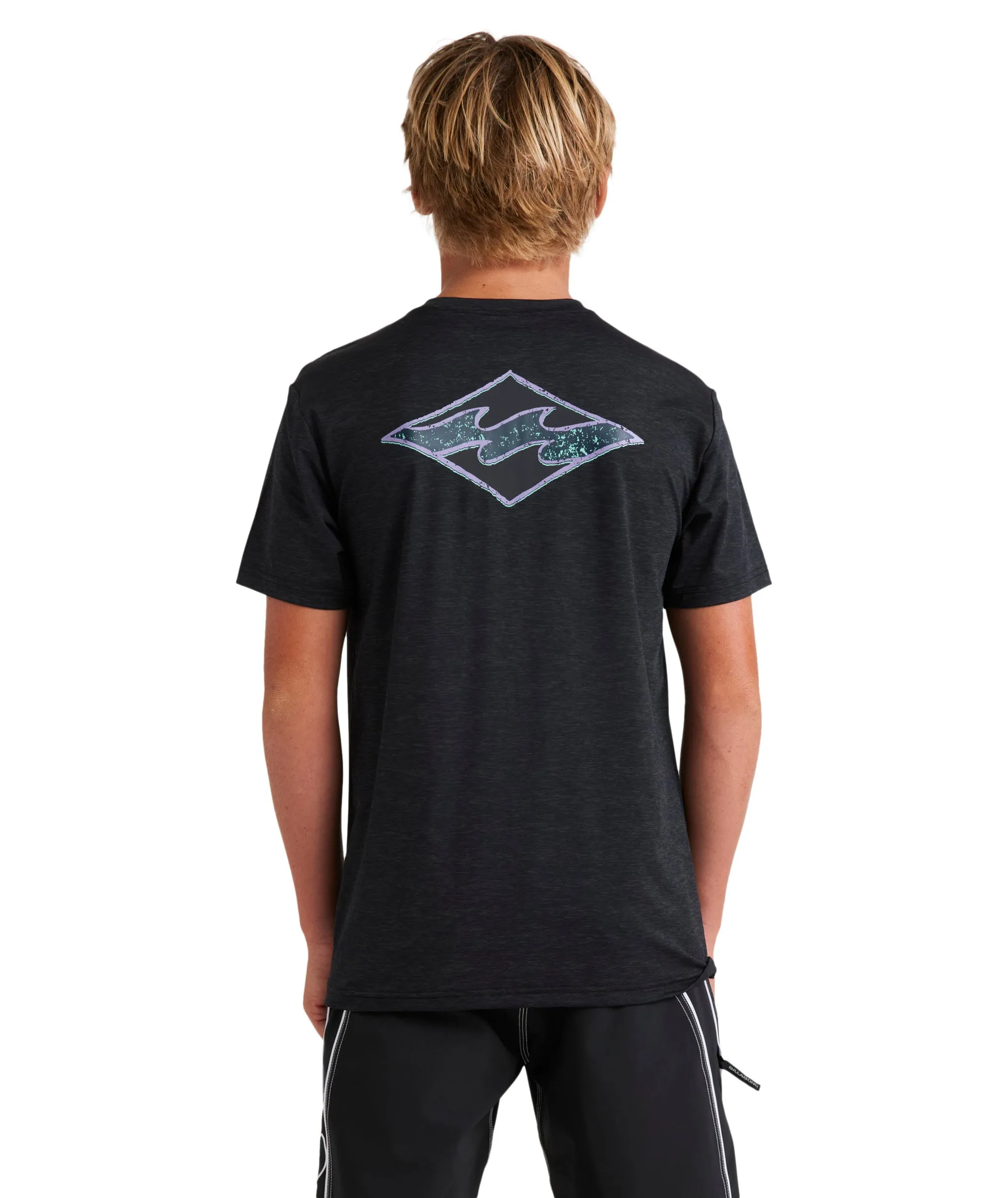 Billabong Boys Diamond Shoreline Lf Ss Rash Vest - Black Heather