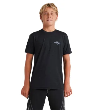 Billabong Boys Diamond Shoreline Lf Ss Rash Vest - Black Heather