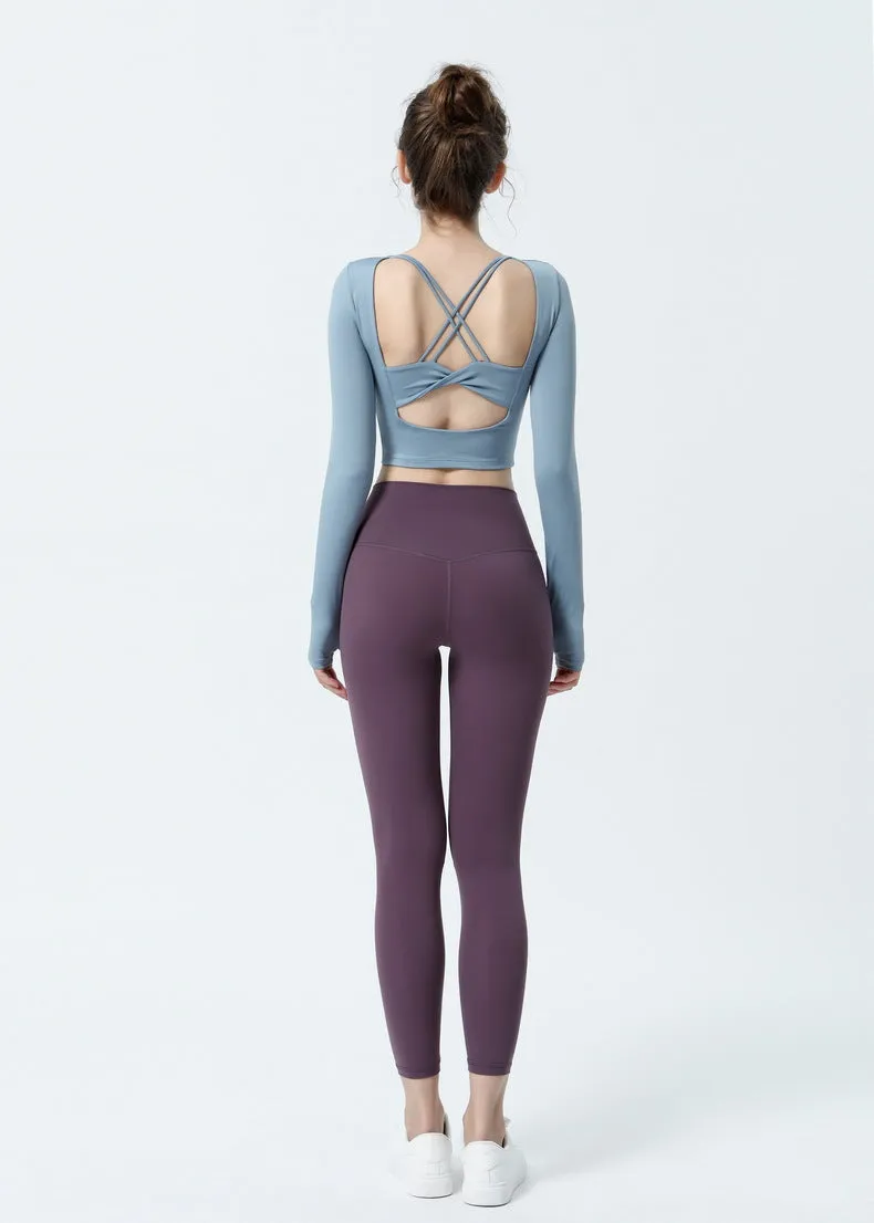 Crisscross Sexy Back Cropped Shirt Built-in Bra