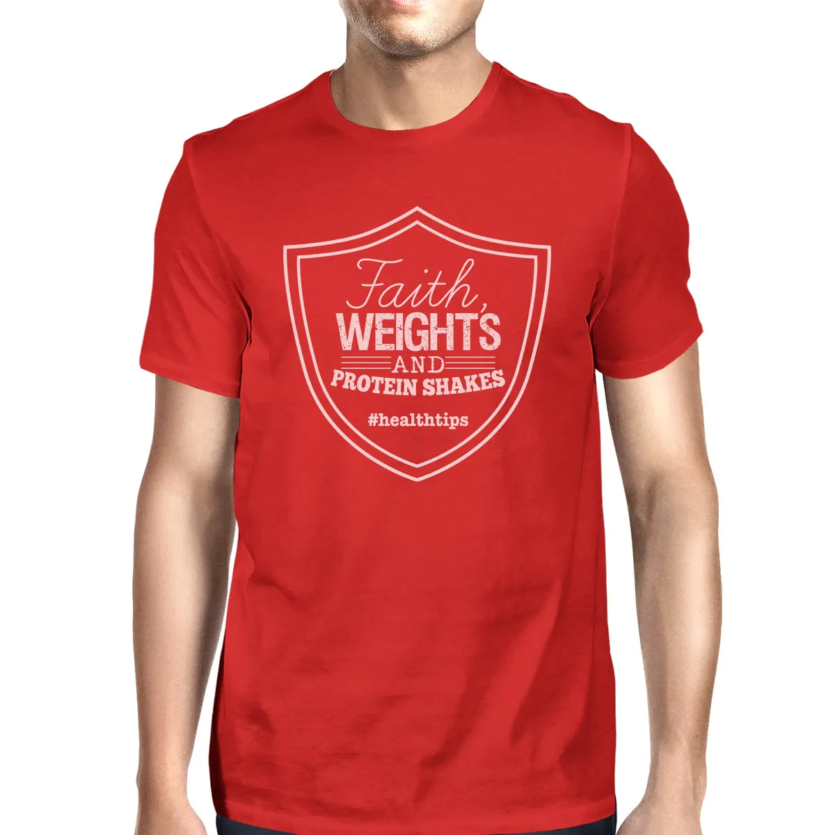 Faith Weights Mens Cool Cotton Round Neck T-Shirt For Exercise Gift