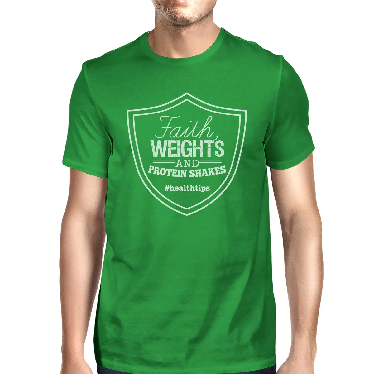 Faith Weights Mens Cool Cotton Round Neck T-Shirt For Exercise Gift