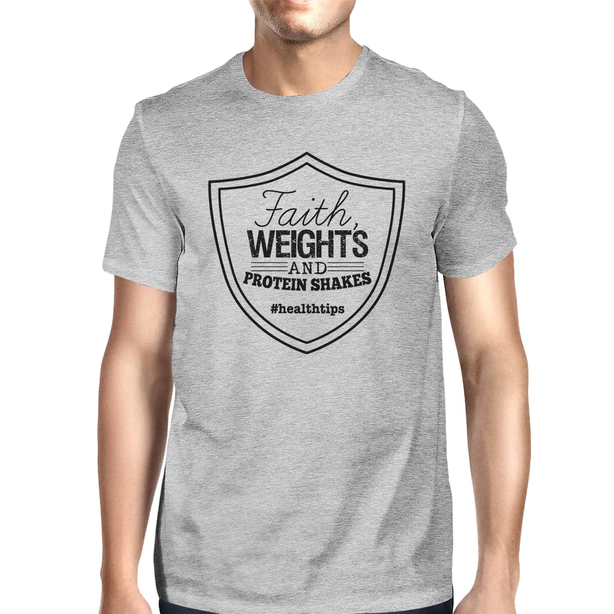 Faith Weights Mens Cool Cotton Round Neck T-Shirt For Exercise Gift