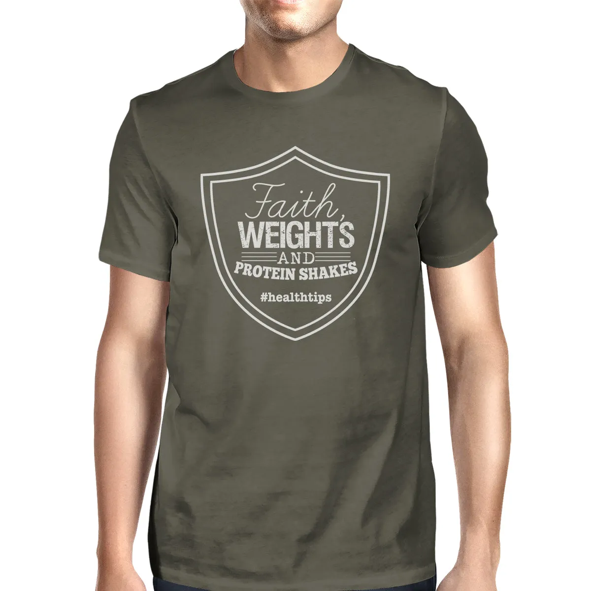 Faith Weights Mens Cool Cotton Round Neck T-Shirt For Exercise Gift