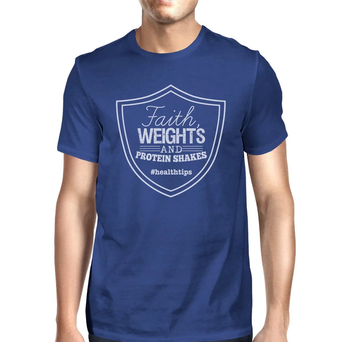 Faith Weights Mens Cool Cotton Round Neck T-Shirt For Exercise Gift