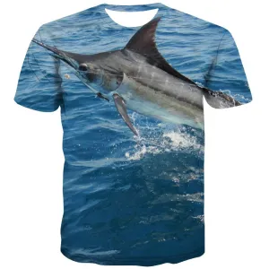 fishing T shirts Men fish Tshirts Cool sea Shirt Print Short Sleeve Full Print