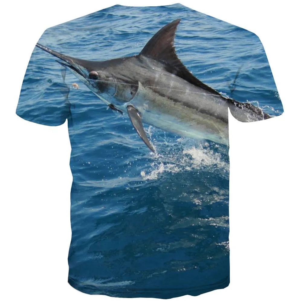 fishing T shirts Men fish Tshirts Cool sea Shirt Print Short Sleeve Full Print