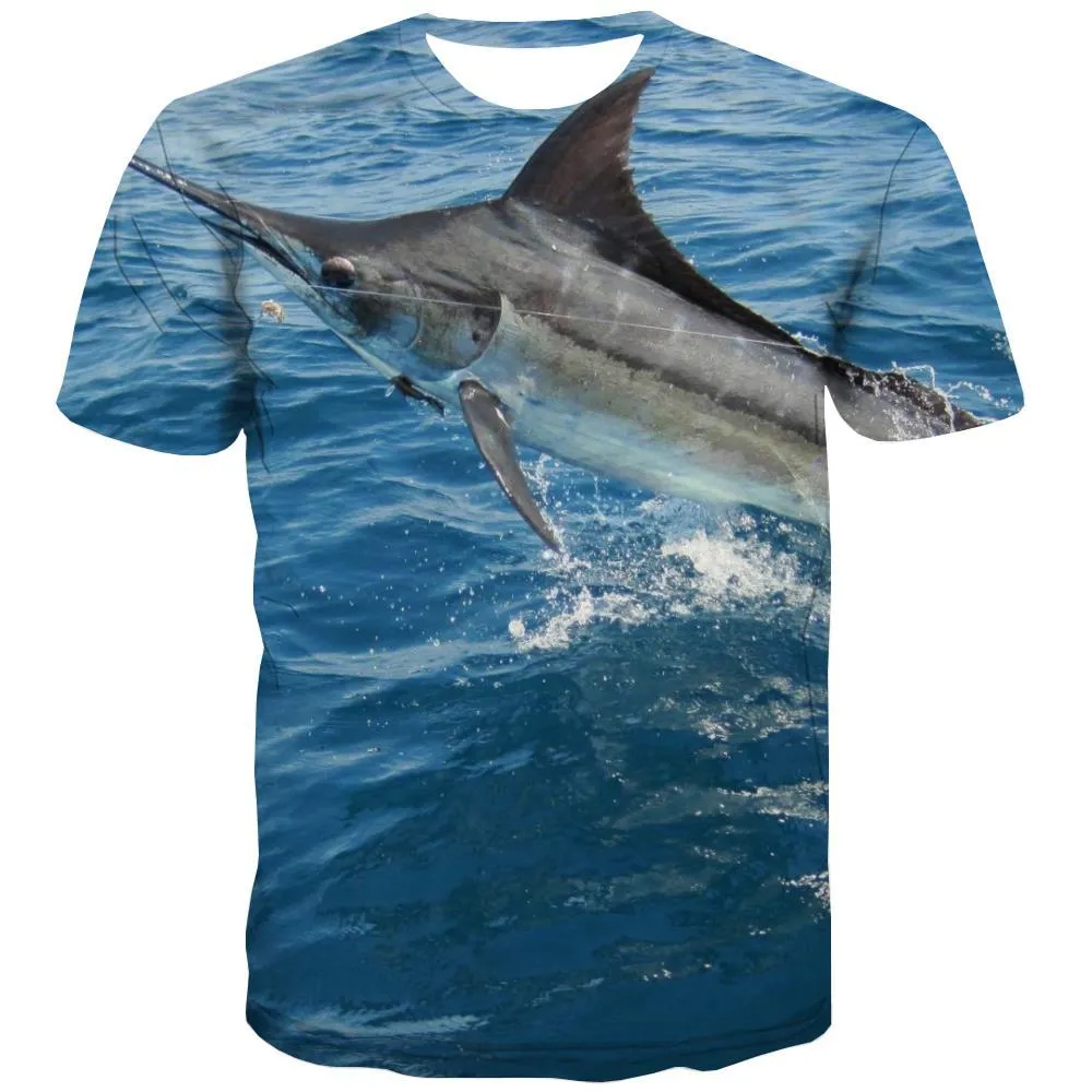 fishing T shirts Men fish Tshirts Cool sea Shirt Print Short Sleeve Full Print