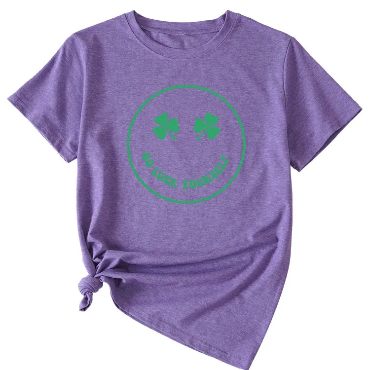 Fun Go Luck Yourself Casual Round Neck Short Sleeve Top