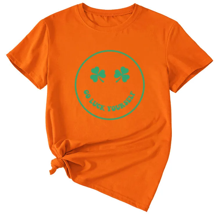 Fun Go Luck Yourself Casual Round Neck Short Sleeve Top