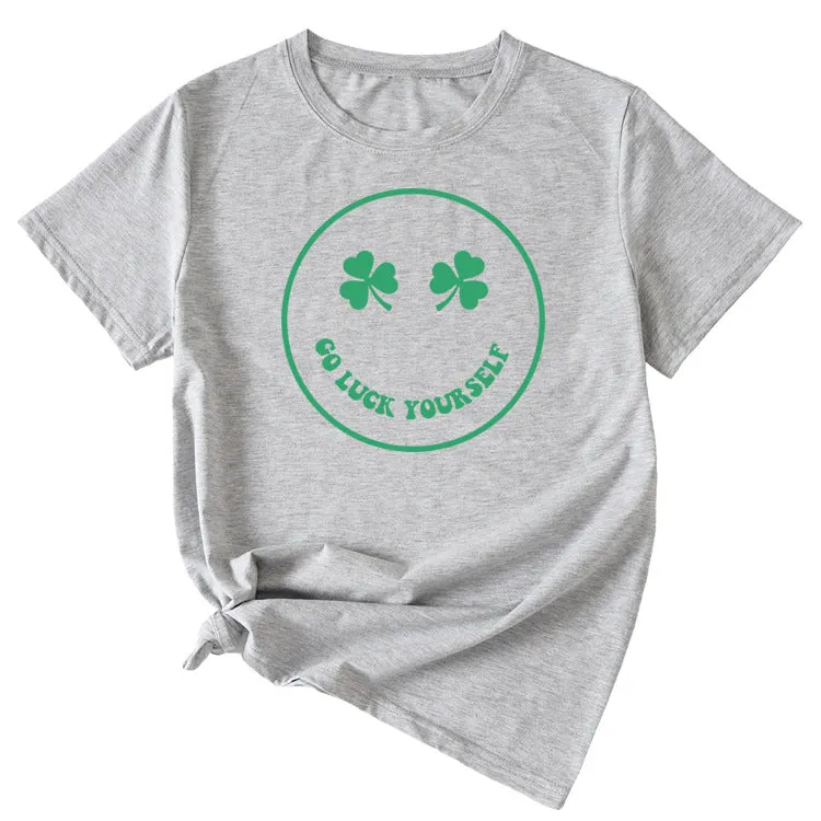 Fun Go Luck Yourself Casual Round Neck Short Sleeve Top