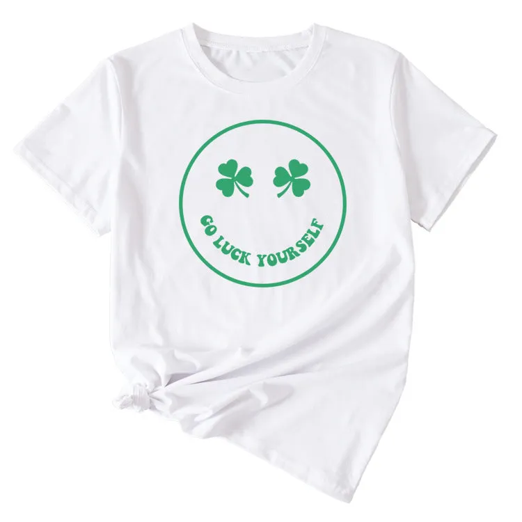 Fun Go Luck Yourself Casual Round Neck Short Sleeve Top