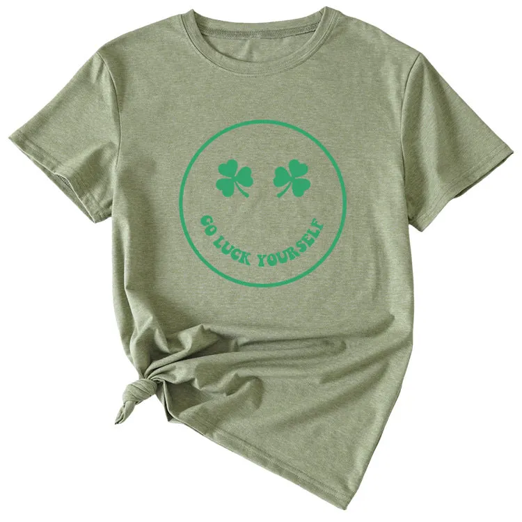Fun Go Luck Yourself Casual Round Neck Short Sleeve Top
