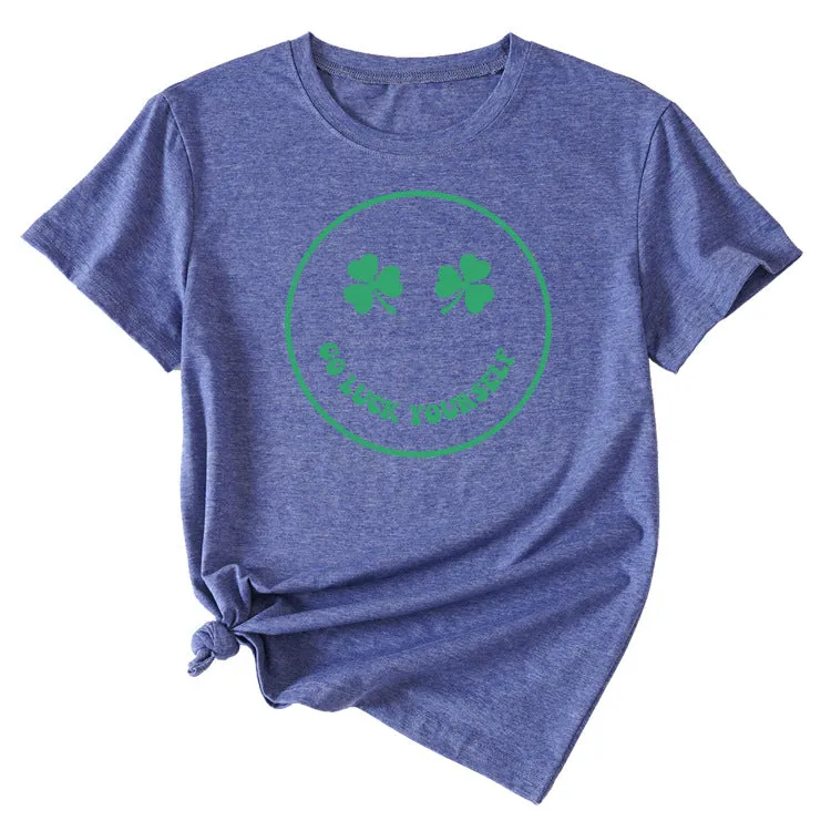 Fun Go Luck Yourself Casual Round Neck Short Sleeve Top
