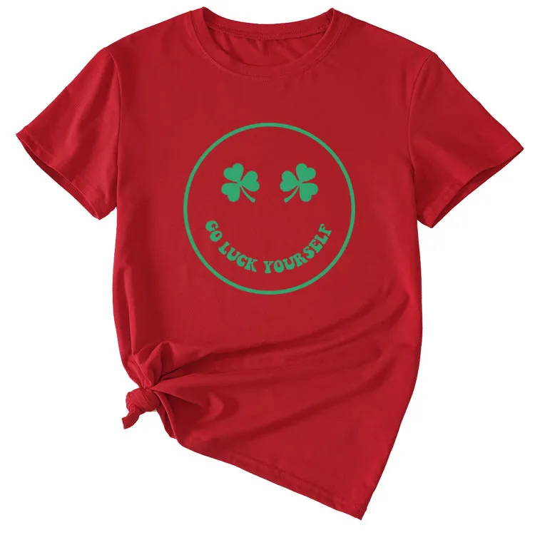Fun Go Luck Yourself Casual Round Neck Short Sleeve Top