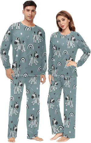 Fustylead Various of Background Unisex Pajamas Set Long Sleeve Flower Floral Print Top and Bottom Sleepwear for Men & Women