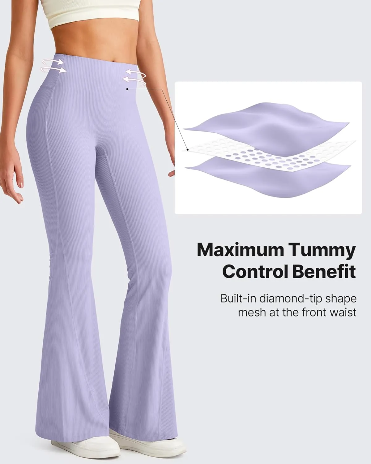 G4Free Ribbed Flare Yoga Pants for Women High Waisted Bell Bottom Leggings Tummy Control Petite/Regular/Tall