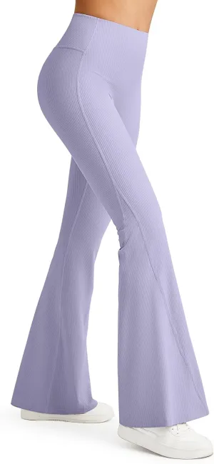 G4Free Ribbed Flare Yoga Pants for Women High Waisted Bell Bottom Leggings Tummy Control Petite/Regular/Tall