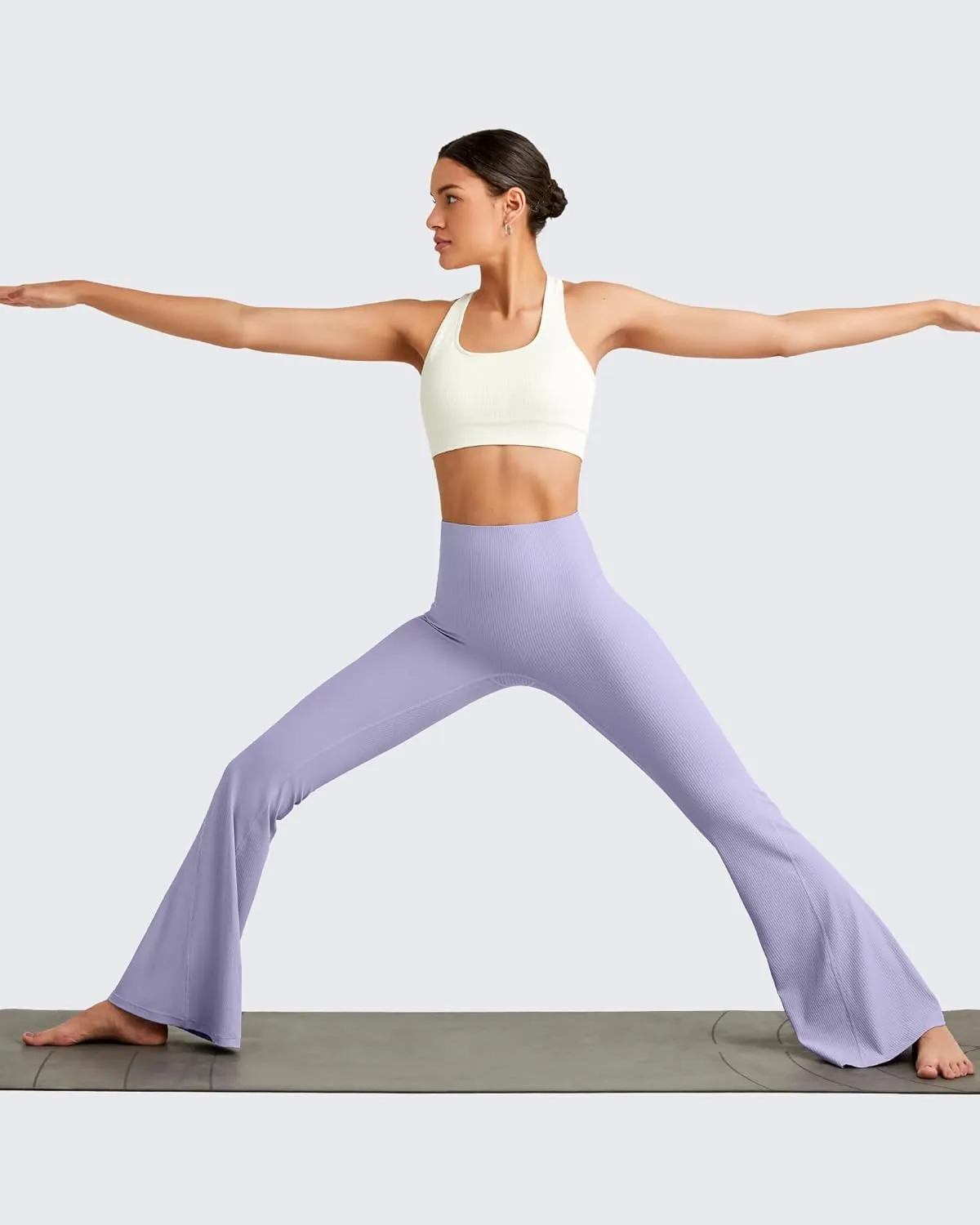 G4Free Ribbed Flare Yoga Pants for Women High Waisted Bell Bottom Leggings Tummy Control Petite/Regular/Tall