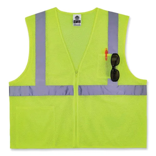 Glowear 8256z Class 2 Self-extinguishing Zipper Vest, Polyester, 2x-large/3x-large, Lime, Ships In 1-3 Business Days