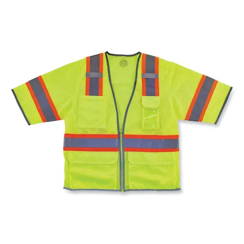 Glowear 8346z Class 3 Two-tone Hi-vis Surveyor Zipper Vest, Large/x-large, Lime, Ships In 1-3 Business Days