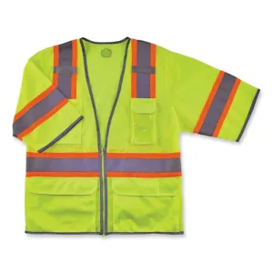 Glowear 8346z Class 3 Two-tone Hi-vis Surveyor Zipper Vest, Large/x-large, Lime, Ships In 1-3 Business Days