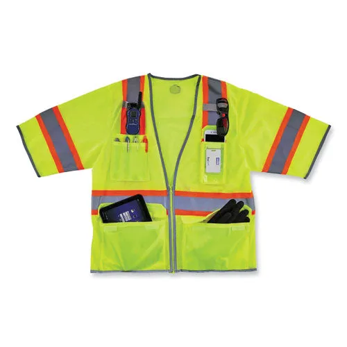 Glowear 8346z Class 3 Two-tone Hi-vis Surveyor Zipper Vest, Large/x-large, Lime, Ships In 1-3 Business Days