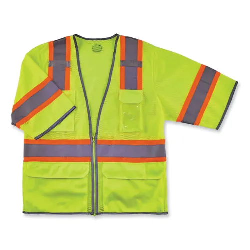 Glowear 8346z Class 3 Two-tone Hi-vis Surveyor Zipper Vest, Large/x-large, Lime, Ships In 1-3 Business Days