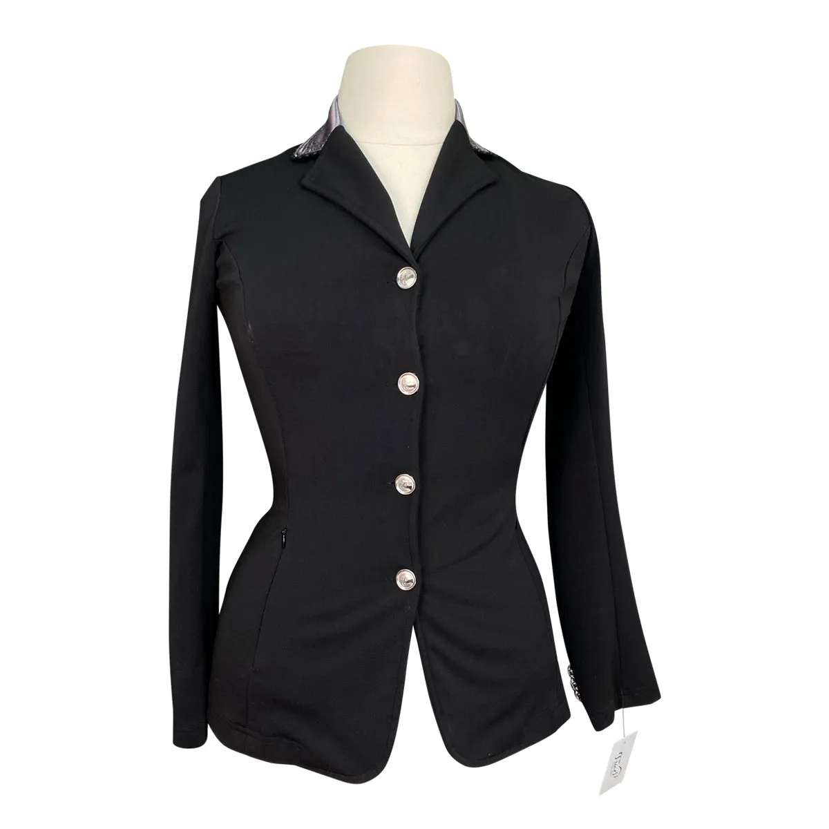 Grand Prix Custom 'Classic' Sport Show Coat in Black w/Grey - Women's 12 Tall (US 6 Tall)