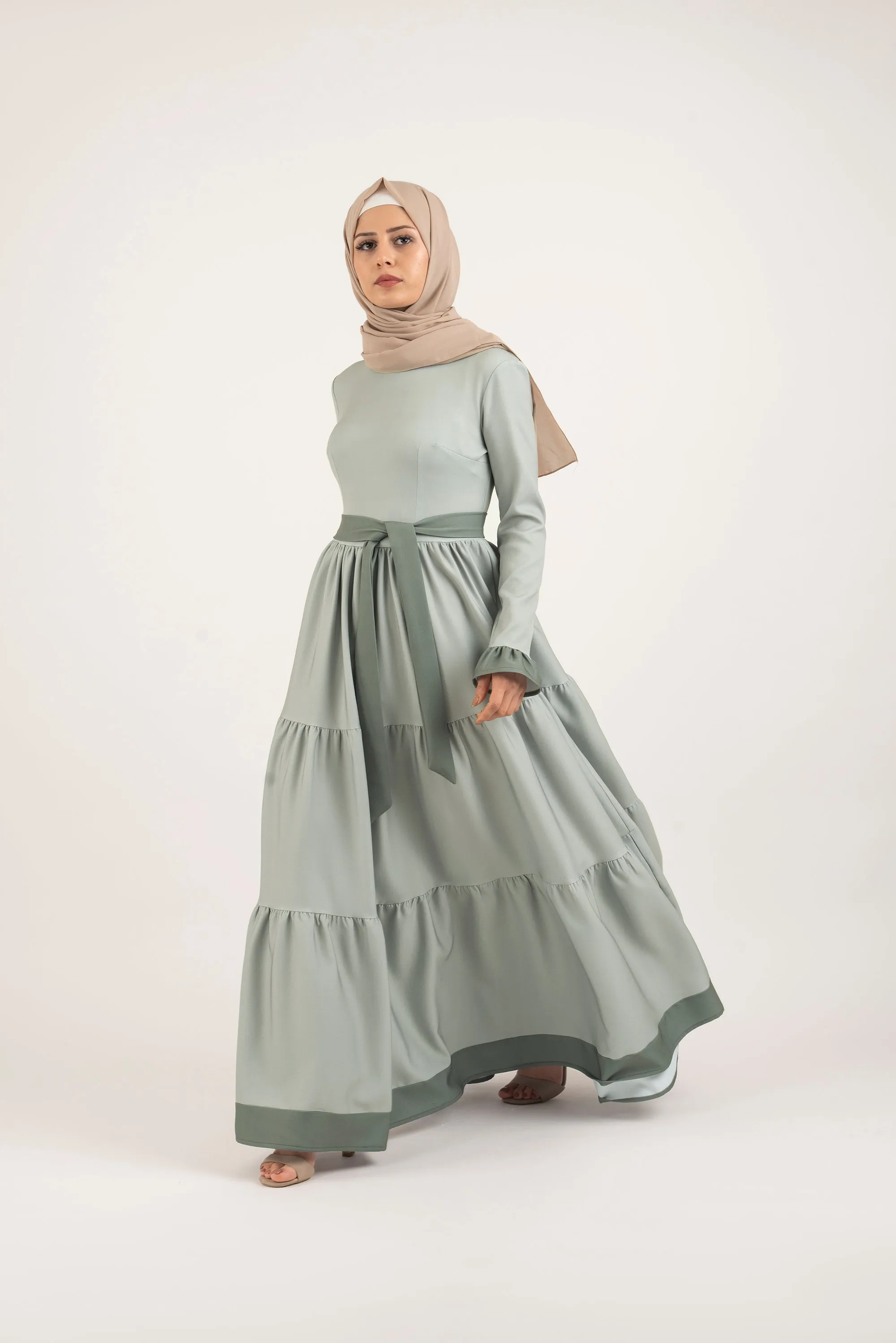 Green Shades Pleat Dress