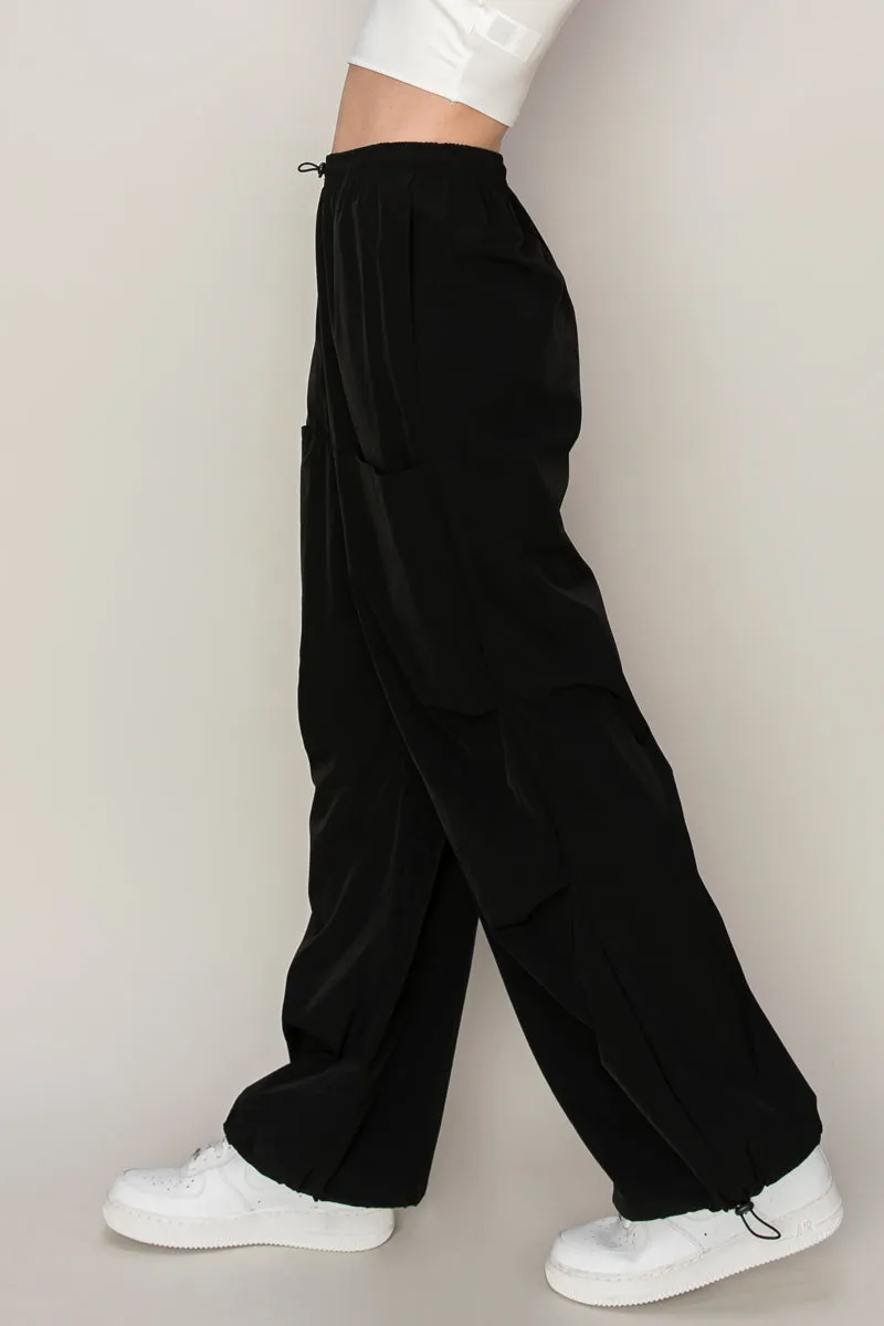 HF24E695-Drawstring Parachute Pants