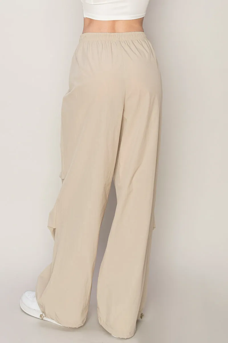 HF24E695-Drawstring Parachute Pants