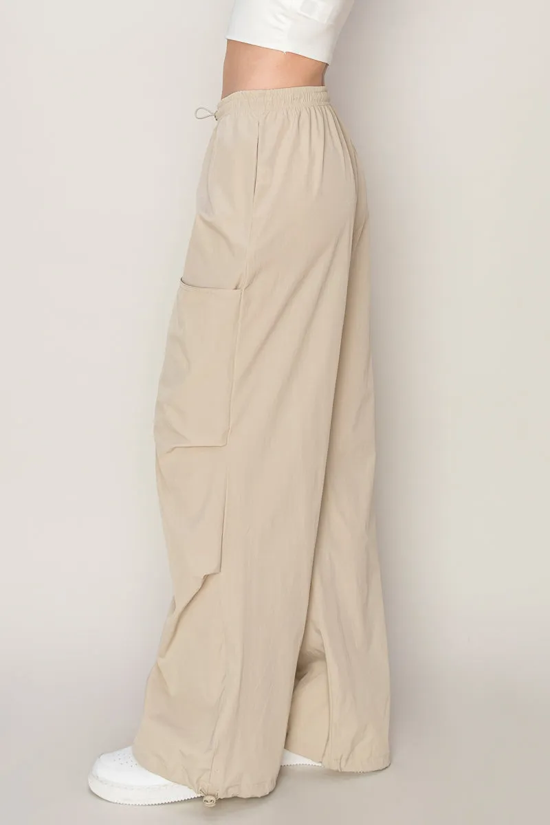 HF24E695-Drawstring Parachute Pants