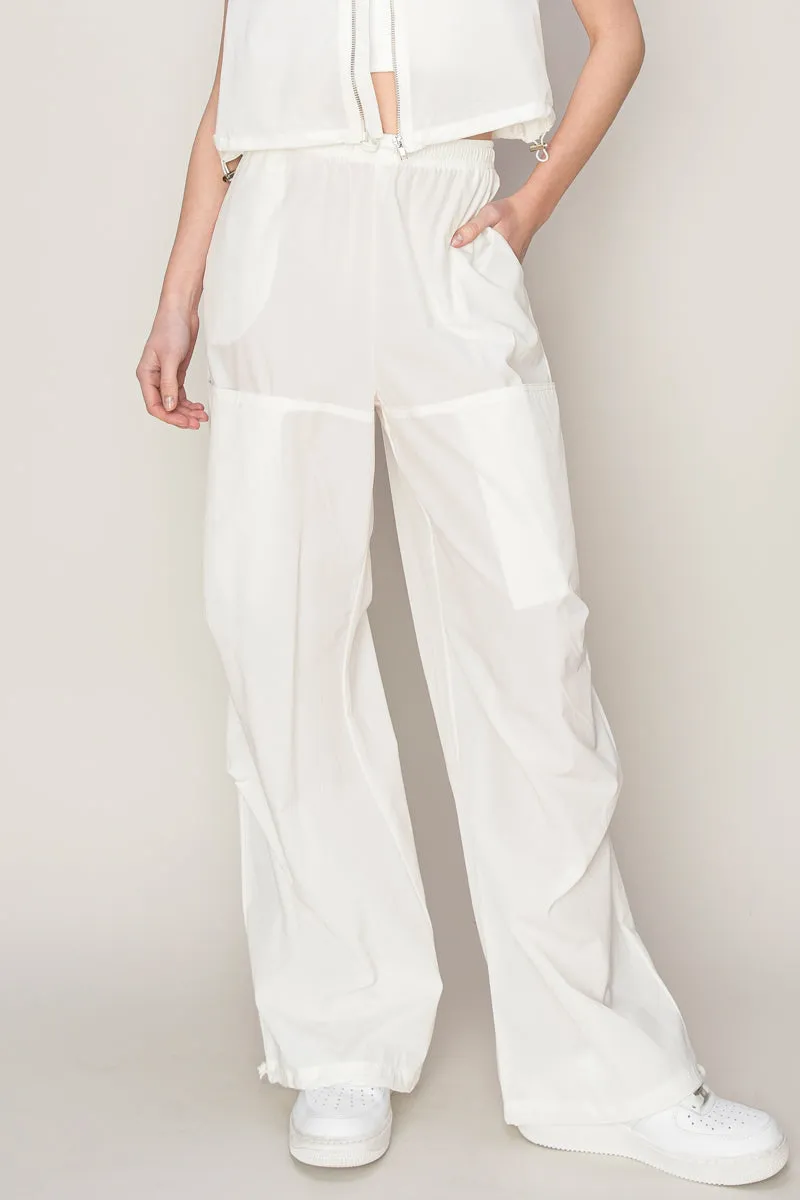 HF24E695-Drawstring Parachute Pants