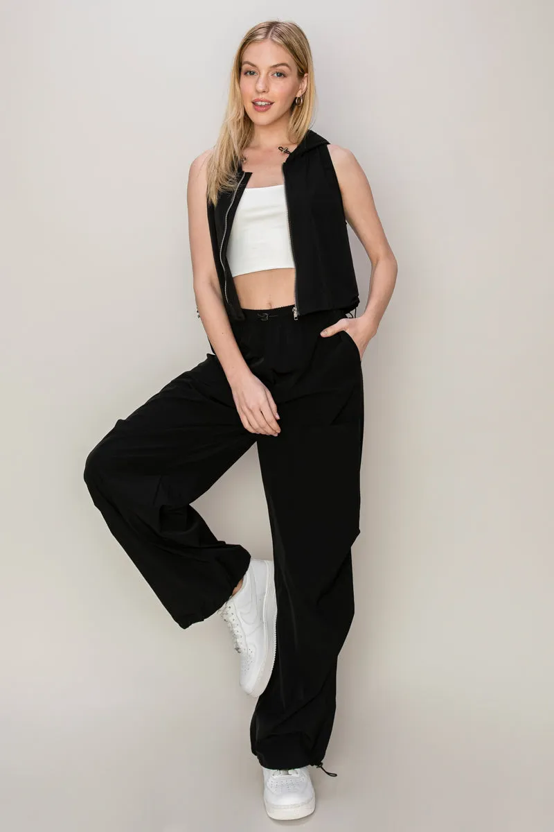 HF24E695-Drawstring Parachute Pants