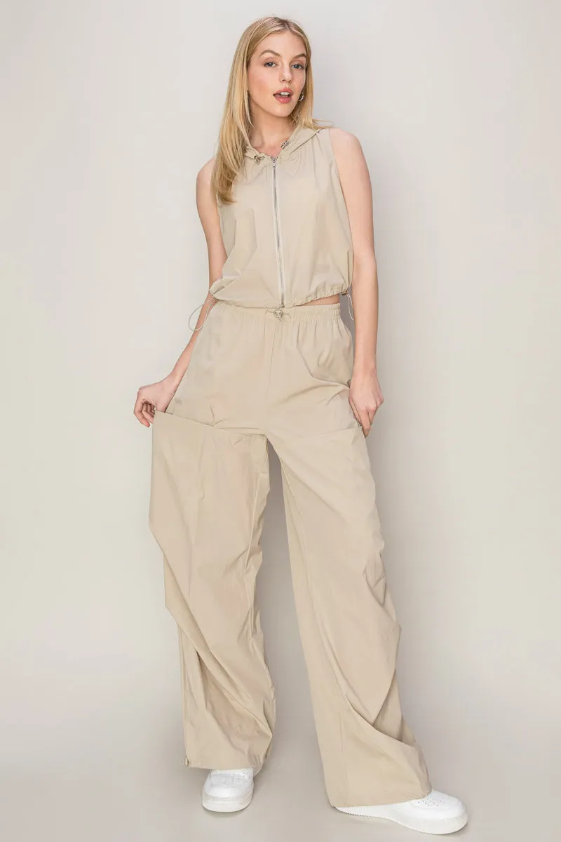 HF24E695-Drawstring Parachute Pants