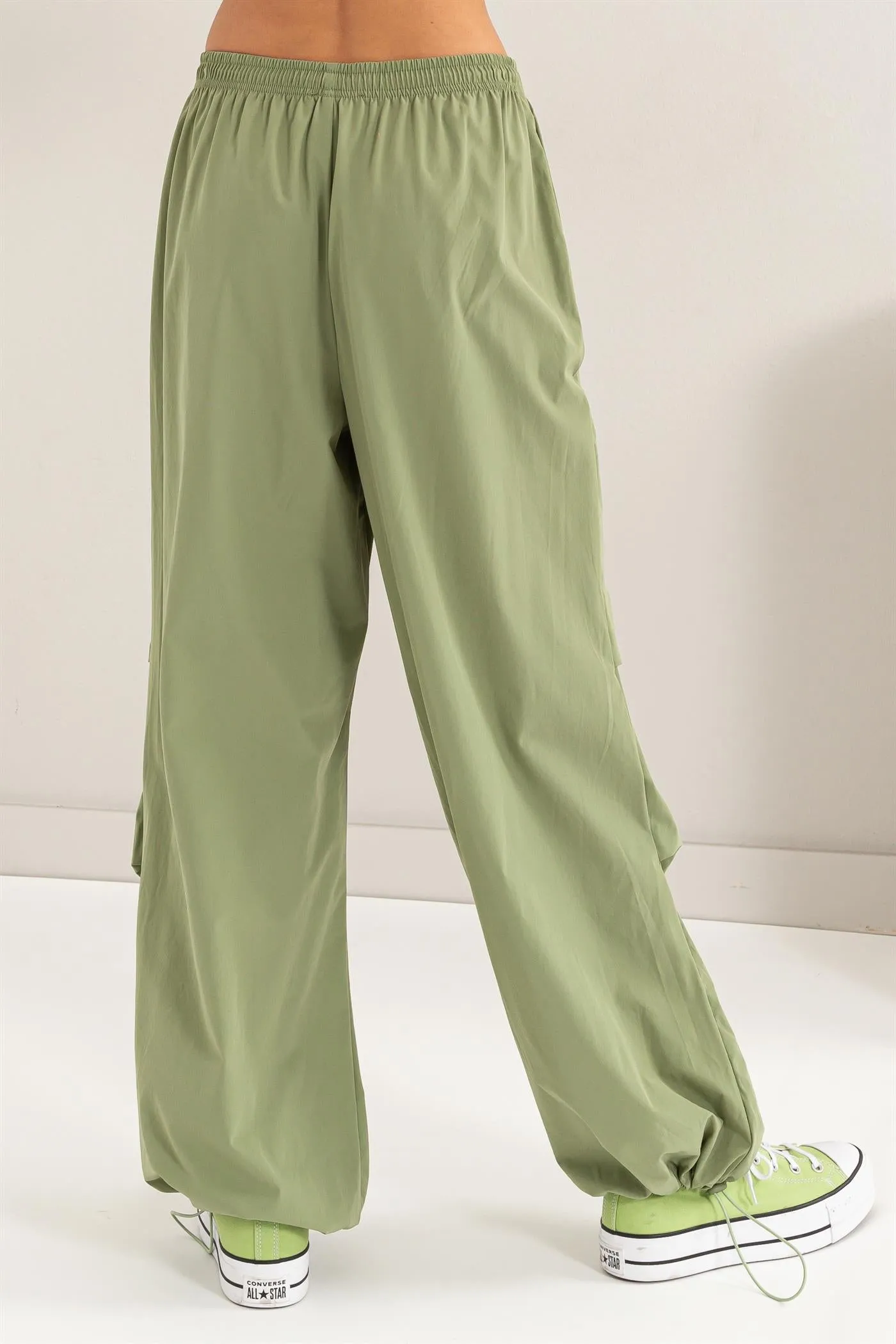 HF24E695-Drawstring Parachute Pants