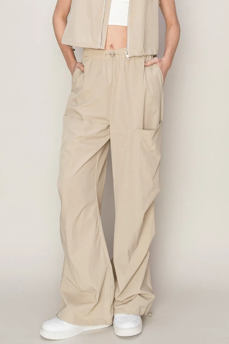 HF24E695-Drawstring Parachute Pants