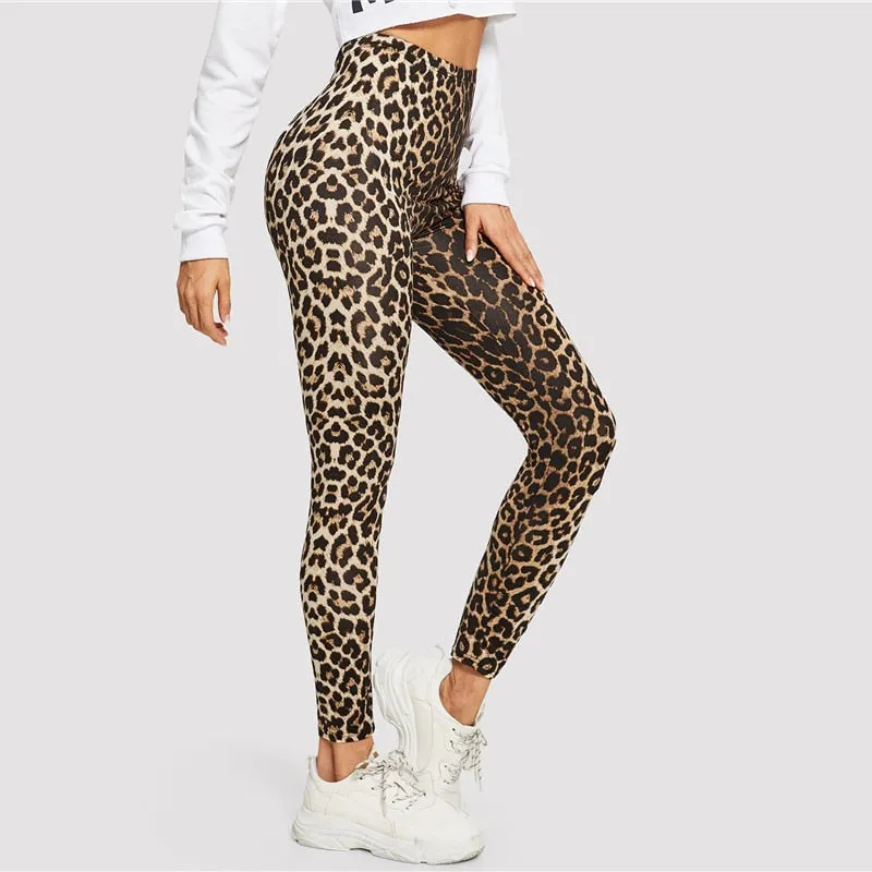 High Waist Leopard Print Leggings ActiveWear Women Fitness Skinny Leggings Fashion Athleisure Leggings