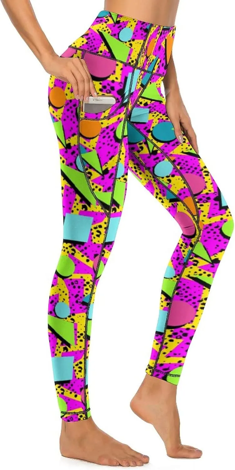 High Waist Yoga Pants for Women with Pockets, Tummy Control Running Sports Workout Yoga Leggings