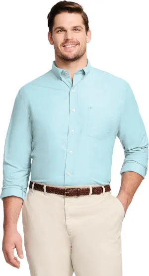 IZOD Men's Big and Tall Button Down Long Sleeve Stretch Performance Solid Shirt