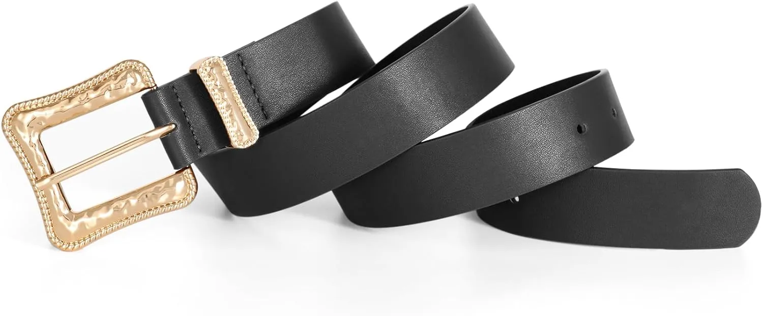 JASGOOD Plus Size Women's Leather Belt for Jeans Pants, Fashion Ladies Waist Belt with Gold Buckle