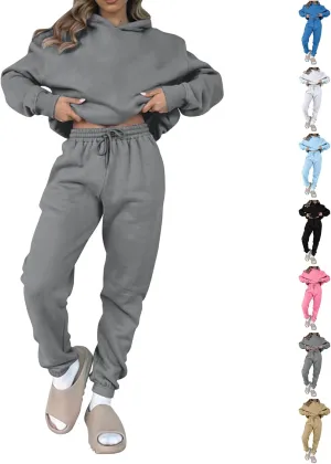 Jogger Sets for Women 2 Piece Lounge Sets Matching Sweat Outfits Oversized Hoodie Sweatsuits Comfy Joggers Tracksuit