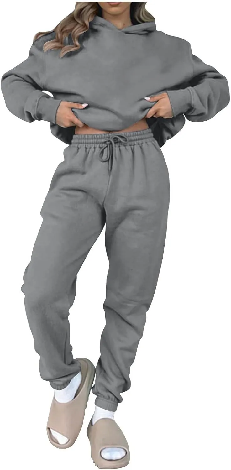 Jogger Sets for Women 2 Piece Lounge Sets Matching Sweat Outfits Oversized Hoodie Sweatsuits Comfy Joggers Tracksuit