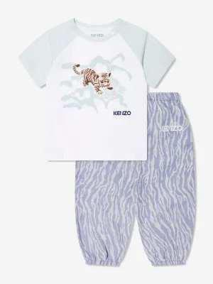 KENZO Baby Boys Organic Cotton T-Shirt And Pants Set in Blue