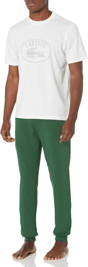 Lacoste Men's Pajama Set with Contrast Logo Print Pants