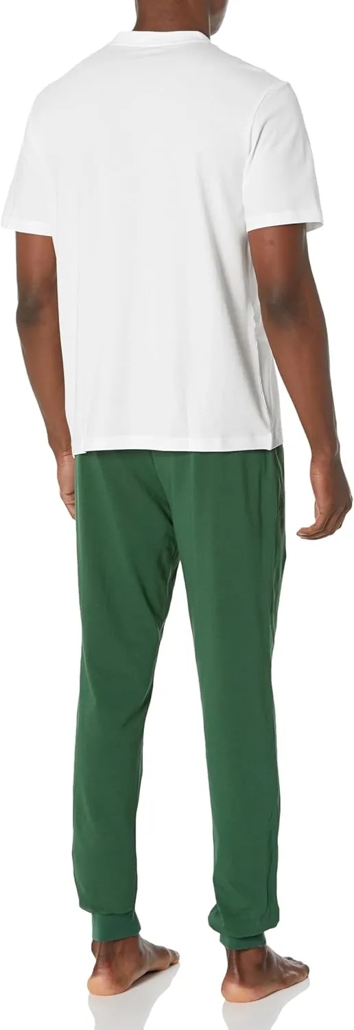 Lacoste Men's Pajama Set with Contrast Logo Print Pants